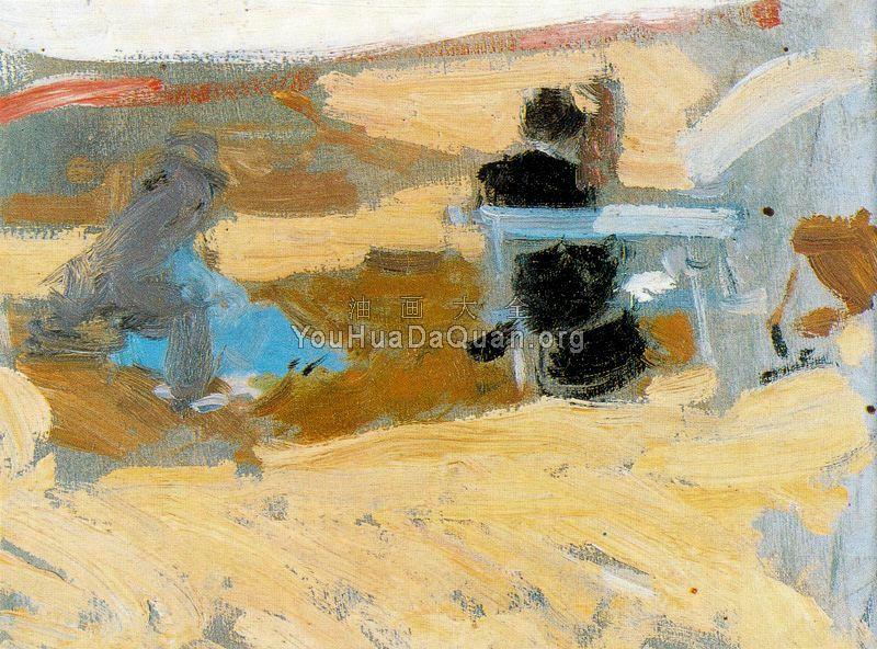 Women on the beach in San Sebastian - 华金·索罗利亚·巴斯蒂达